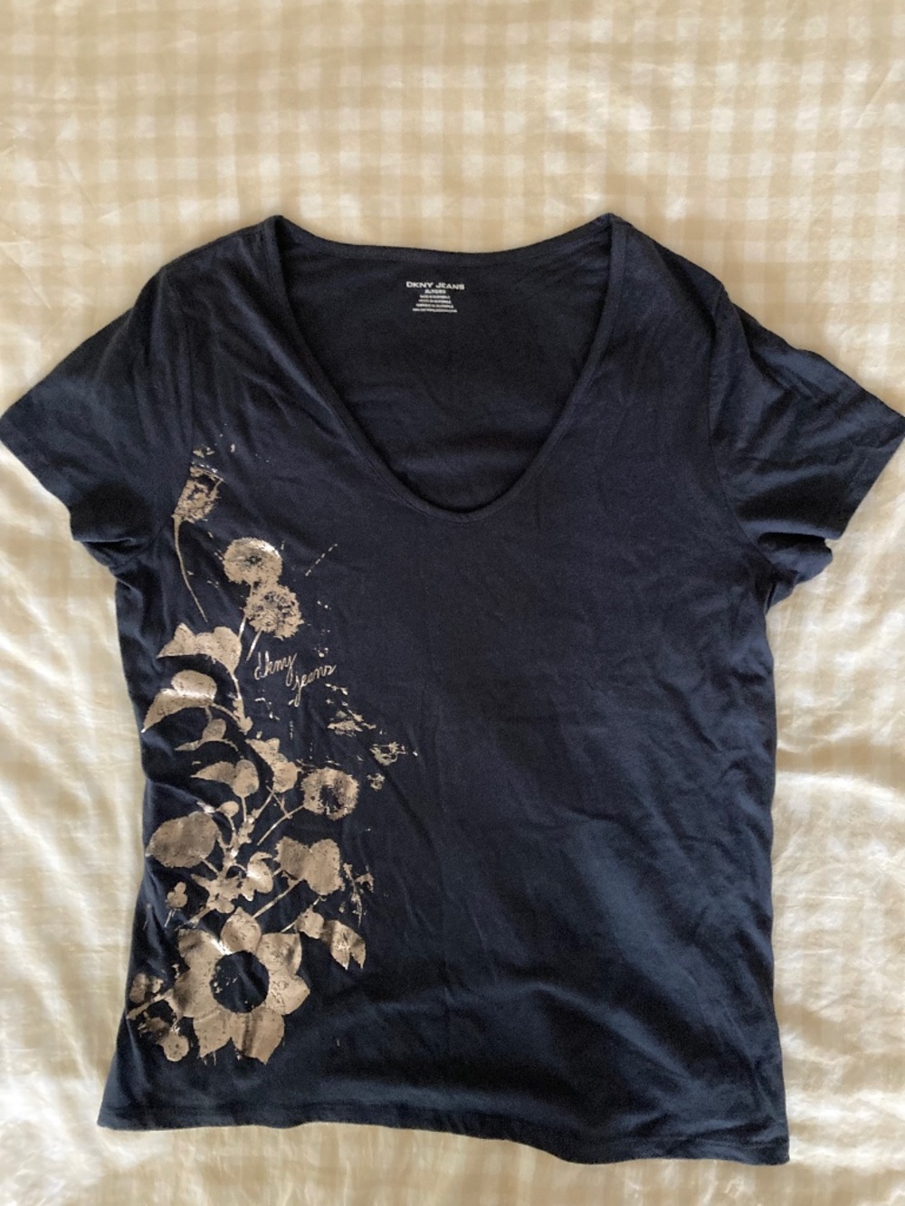 Y2K vintage navy & silver graphic tee, XL